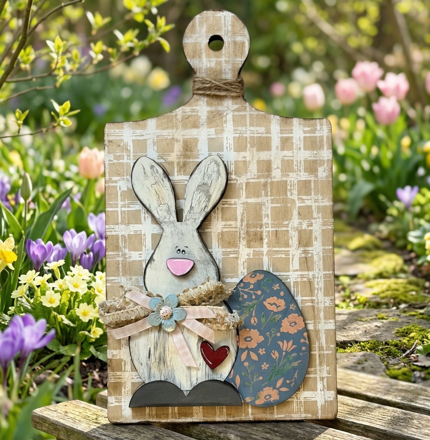 Spring Bunny Cutting Board Decor